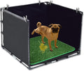 High Walls Dog Pee Pad Holder with Artificial Grass-Foldable Indoor Dog Potty Tray,Waterproof Pee Pad Holder for Small to Medium Dogs,Portable Litter Box with Washable Grass Mat (Small)