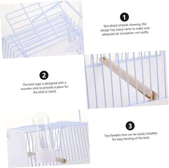 1set Portable Parrot Cage Lightweight Wire Bird Carrier for Travel Hiking Camping Pet Cage for Parrots Birds Convenient Handle for Easy Carrying for Outdoor Adventures