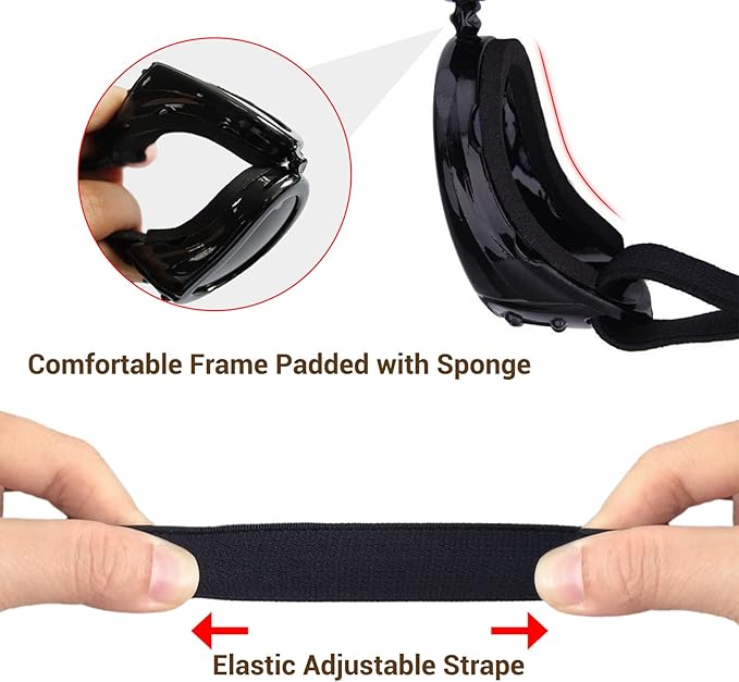 Dog Sunglasses Small Breed, UV Protection Small Dog Goggles, Wind Dust Proof Small Goggles with Adjustable Straps, Black