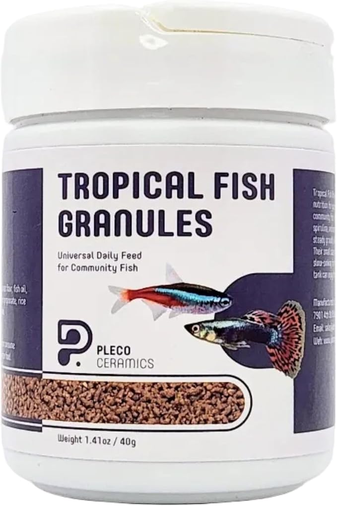 Plecoceramics Tropical Fish Granules Daily Community Fish Food for Aquarium Fish – Balanced Nutrition for Tropical Fish, Easy-to-Eat Sinking Granules (1.41 oz / 40 g)