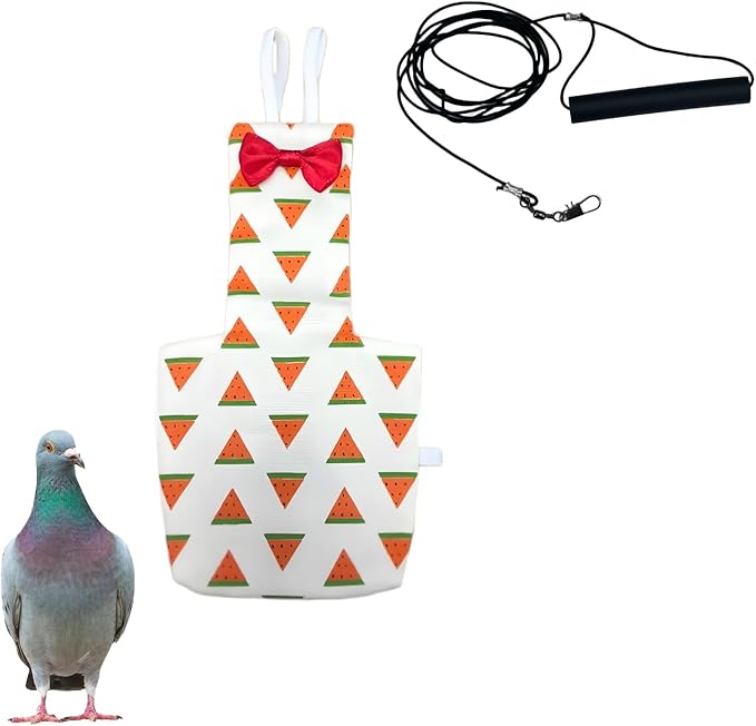 Bird Diapers, Bird Leash Harness and Diaper Set, Parrot Nappy, Diapers for Birds Cockatiel Parrot (XL-Watermelon)