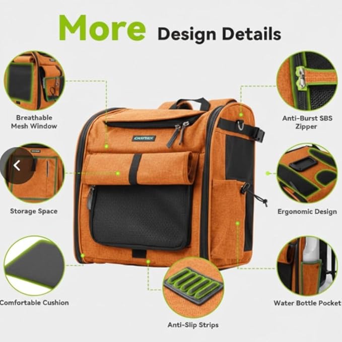 New Dog Bike Basket - Premium Dog Basket for Bike, Secure Pet Basket for Rides with Safety Strap, Dog Carrier Backpack Carrier with Dog Bowl by Luniko Shop (Orange)