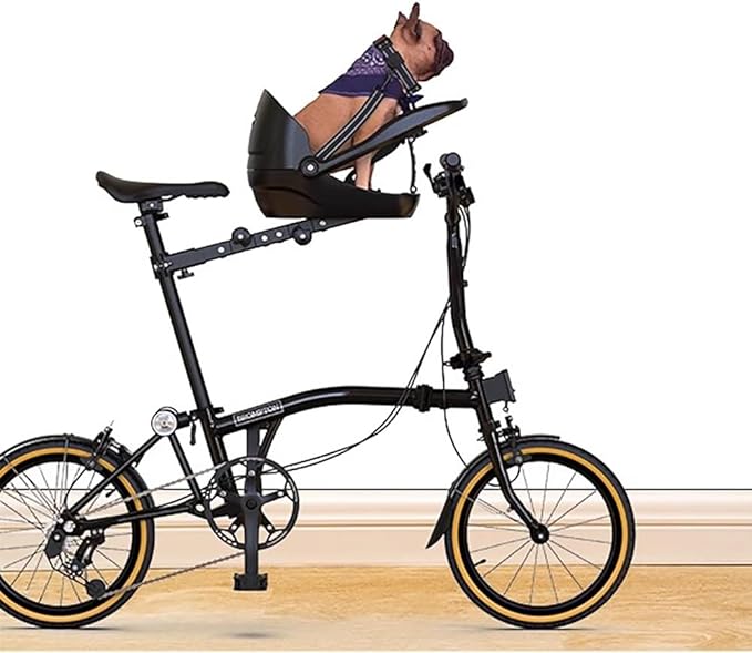 Dog Bike Seat – Front Bicycle Pet Seat with Adjustable Bracket, Backrest Angle & 3-Point Safety Harness, Footrest Extension, Fits 30–34 Mm Seat Tubes – Small Dog Bike Carrier(Black)