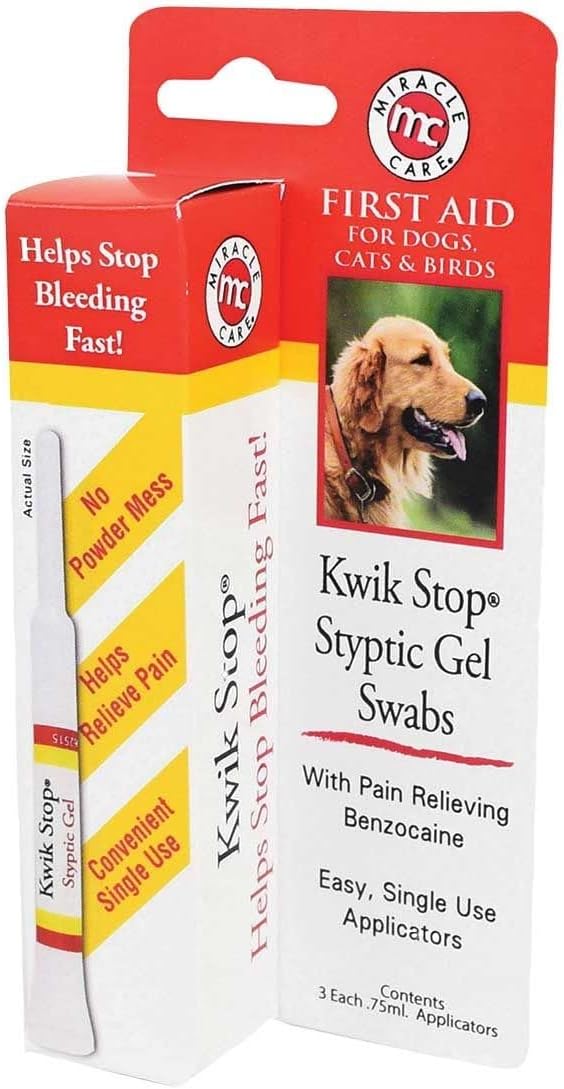 Styptic Kwik Stop Dog Cat Bird Ferret Helps Stop Bleeding Fast Powder Gel Pads or Swabs (Groomer's Kit)