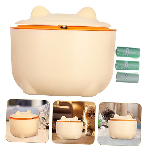 GANAZONO 1set Cartoon Desktop Trash Can for Cat Litter Portable Waste Bin with Airtight Design Bin with Refill Bags for Use