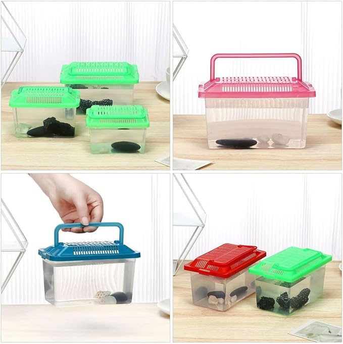 Plastic Turtle Fish Tank Pet Fish Tank Small Aquarium Plastic Goldfish Aquarium Habitat Acrylic Reptile cage reptisoil terrariums Handheld Feeding Box Household
