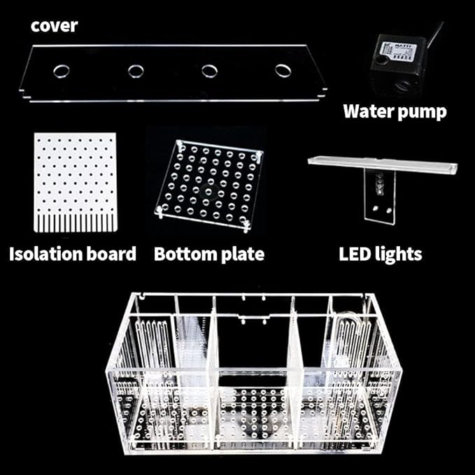 Acrylic LED Aquarium, Professional Betta Fish Tank, Transparent Aquarium Starter Kits, Ultra Clear Acrylic Fish Bowl, Rimless Desktop Betta Fish Tank,3 Room
