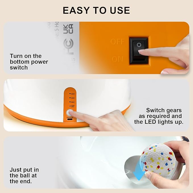 SOCO Automatic Ball Launcher for Dogs with Random Mode, 3 Settings to 45FT, Rechargeable Small Dog Ball Thrower with 4 2.2" ETPU Tennis Balls for Small Medium Breeds