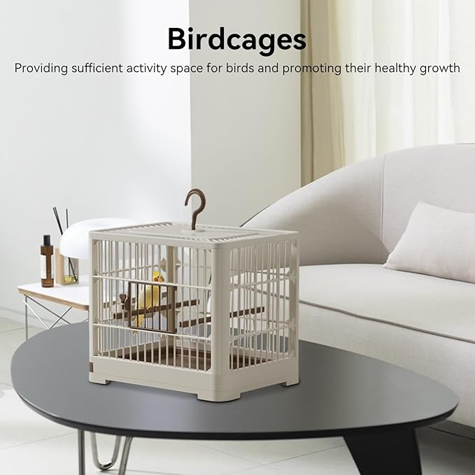 Small Bird Travel Cage - Long Lasting Bird Container, Soft-Sided Carrier | 11.81x9.06x10.24 Inches Lightweight Perch Included, Easy Handle Grip for Parakeets, Finches, Birds, Vet Visits, Air Travel