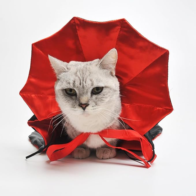 Dog Cat Vampire Cloak Costume, Pet Halloween Cape for Small Medium Dogs Cats Puppy