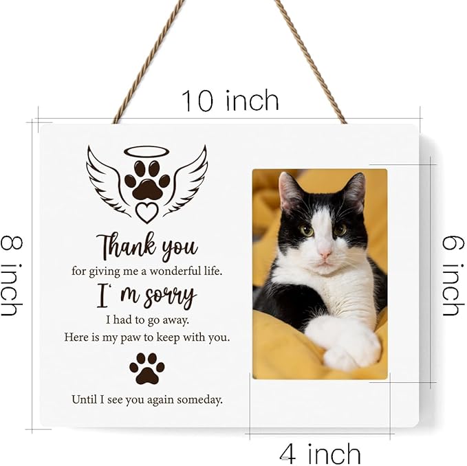 IAXIC Cat Memorial Gifts for Loss of Pet Sympathy Picture Frame, Pet Memory Photo Frame, Cat Picture Frames Memorial