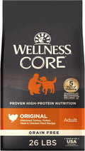 Wellness CORE Adult Dry Dog Food, Grain Free Kibble, Natural, High Protein, Turkey and Chicken Recipe, 26 lb Bag