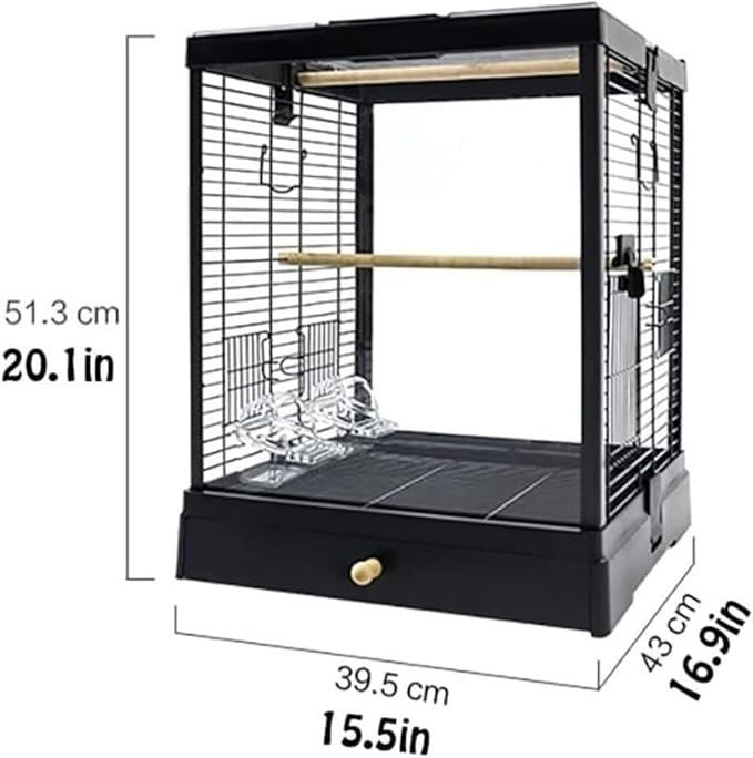 Parrot Cage Aviary, Acrylic Clear Birdcages Stainless Steel Flight Cage Portable Bird Cage Durable Large Bird House Carrier Bird Parrot Aviary(White)