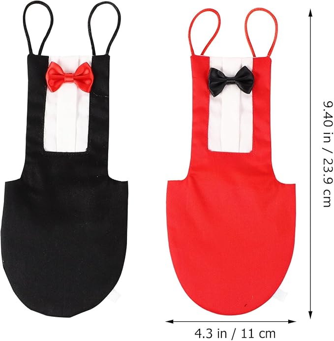Alasum Reusable Washable Parrot Diaper Flight Suit with Bowtie Black and Red Bird Nappy Outfit for Budgie Cockatiel Conure Travel Home Decor (2Pcs XL)