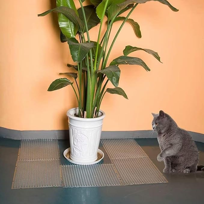 10 Pack Cat Repellent Mats for Outdoor Indoor Use - 16"x13.3" Paws Safe Pet Deterrent Mat with Soft Spikes, Keep Cats&Dogs Away from Furniture, Gardens, Beds, Countertops