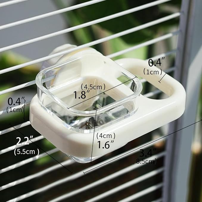 2 pcs Detachable Transparent Bowls with White Stand for Canary Finch Parrot Seed Water Feeder