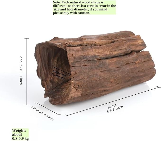Betta Wood Tunnel Tube,Betta Fish Toys Hideout for Aquarium Fish Tank Decorations-Reptile Hide-Snake Hide-Cave for Turtle Habitat Shelter for Crayfish Shrimp and Other Aquatic Pets 5.5-7.1"