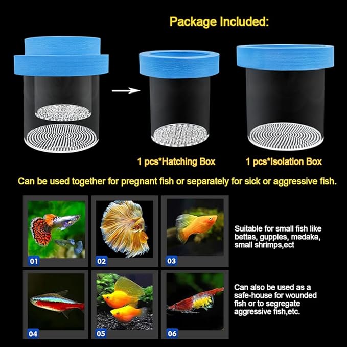 Floating Fish Breeding Box Acrylic Breeding Isolation Box for Aquarium Tank Hatchery Incubator Breeder Box for Baby Fish Betta Shrimp Clownfish Guppy (Yellow, Medium)