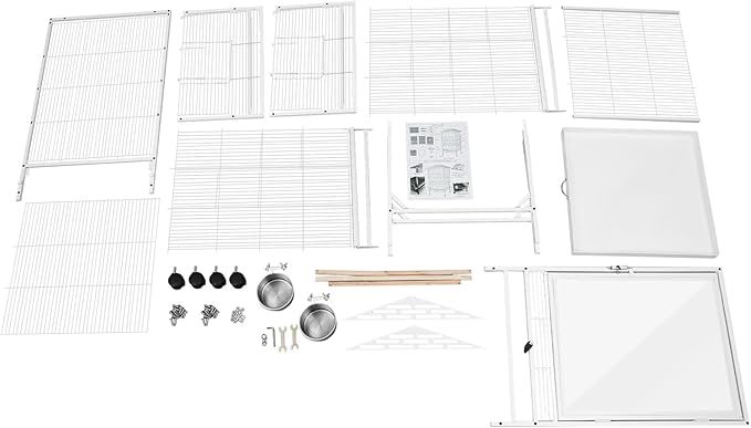 53.5 Inch Large Bird Cage Parakeet Cage with Wheels and Play Open Top Iron Bird Flight Cages for Parrot Lovebirds Finches Canaries Parakeets Cockatiels Budgie Parrotlet Conures (White, Type A)