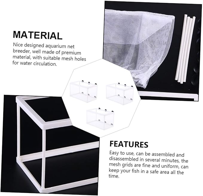 BESPORTBLE 3pcs Fish Tank Isolation Box Net Breeder Box Suction Cup Fish Breeding Divider