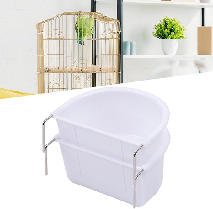 2Pcs Bird Feeding Dish Sturdy Hanging Feeding Bowl Easy to Install Bird Food Tray Bird Cage Accessories for Conures Lovebirds, 10.9cmx9.8cmx5.4cm, Optional