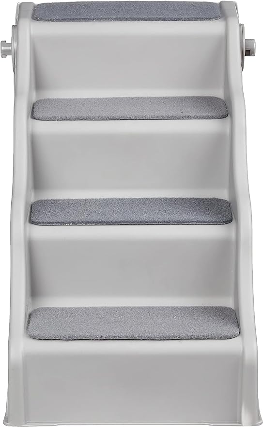 Amazon Basics Foldable Non-Slip Pet Stairs for Small Dogs and Cats, Senior Pets, Easy to Climb, 14.6" x 22.75" x 19.5", Grey