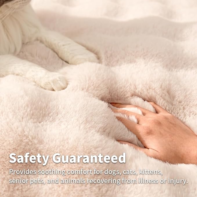 Self-Warming Cat Blanket, Dual-Side Plush Sherpa Throw with Anti-Static, Snuggle Mat for Kittens & Cats, Cozy Bed Topper for Windowsills & Couches, Machine Washable & Dryable, 21x18 Inch White