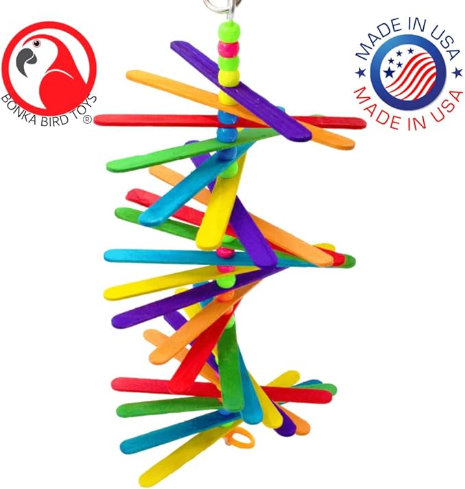 858 Bonka Bird Toys Made in USA Long Color Mini Stick Parrot Parrotlet Budgie Cockatiel Budgie Quaker