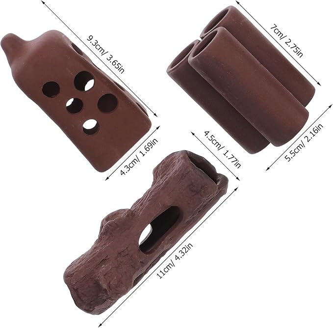 LUOZZY 3 Pcs Purple Sand Ceramic Aquarium Breeding Cave for Fish Shrimp Betta Spawning Hideout Shelter
