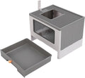 Cat Litter Box, Enclosed Cat Litter Boxes Foldable Toilet Box Potty with Front Door and Scoop Top Entry for Adult Kitten, 17.7x13.4x13.2in (Gray)
