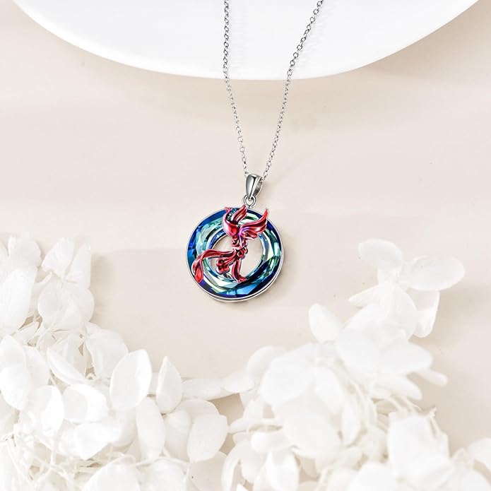 KZX Cat/Dog/Phoenix/Eagle/Whale/Shark/Puffin/Starfish/Chicken/Butterfly/Owl/Bee/Frog/Seahorse Necklace Sterling Silver Animal Pendant Jewelry Gift for Women