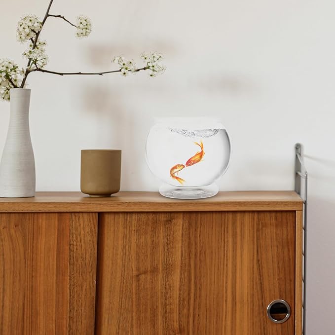 Desktop Fish Tank Clear Plastic Fish Bowl Small Household Tank 5.90X5.90X5.11In Office Desk Aquarium Decor