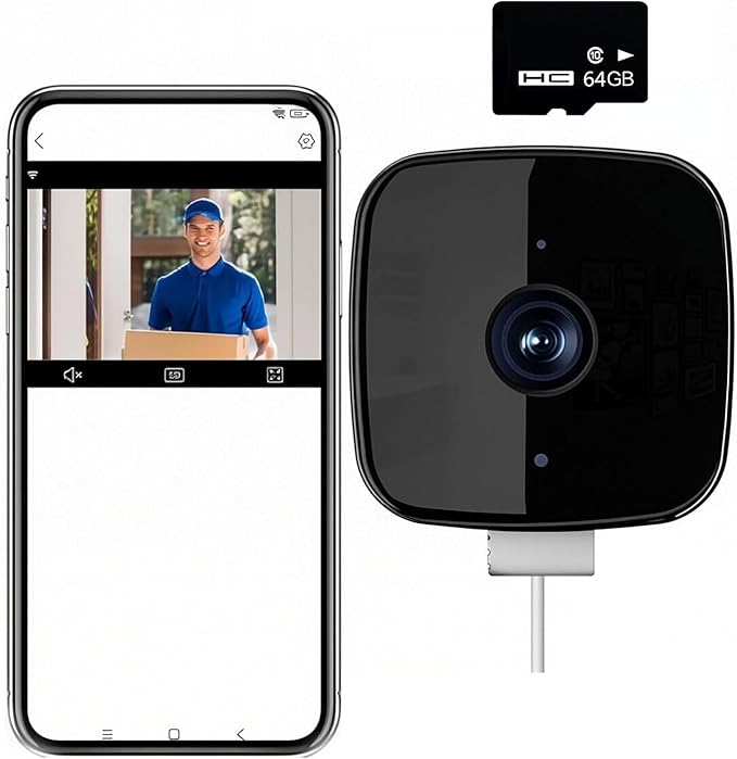 Smart 2K Window Security with Peel-and-Stick Installation, Bluetooth, AI Color Night Vision, 24/7 Continuous Recording for Home Security&Pet Monitoring&Driveway Surveillance (USB 64GB)