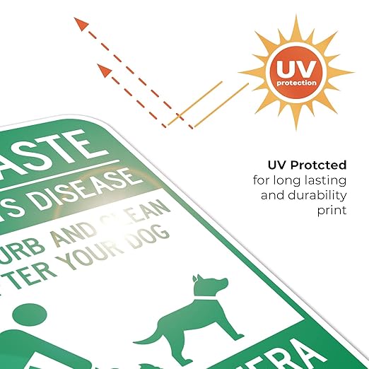 Pet Waste Leash-Curb and Clean Up After Your Dog Under Camera Surveillance Sign, 12x18 Inches, 55 mil Thick HDPS (high Density polystyrene), Made in USA