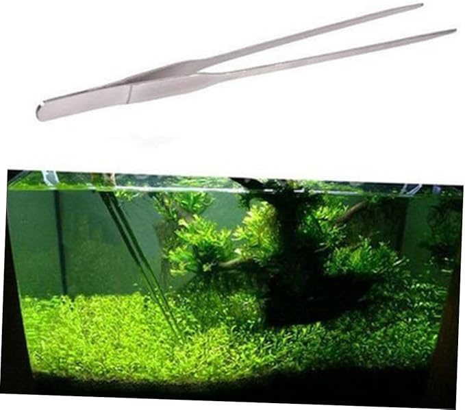 Beaupretty 38cm Straight Aquatic Plant Tongs Stainless Steel Fish Tank Plant Ergonomic Tip for Easy Removal