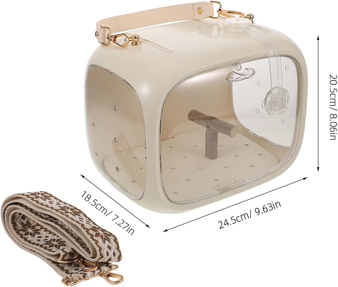 HOMSFOU Portable Parrot Carrier Travel Cage with Adjustable Strap, Breathable Anti-Escape Small Bird Cage with Stand and Feeding Bowl for Outdoor Trips and Parakeet Transport
