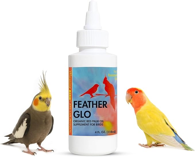 Morning Bird Feather Glo 4 oz – Cold Pressed Red Palm Oil - Natural Vitamin A & E Supplement for Birds – Supports Feather Shine, Skin Health & Immunity – Vitamin & Energy Boost for All Bird Types