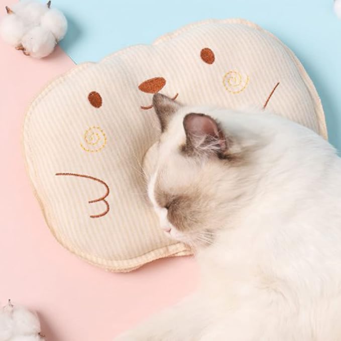 Pet Sleeping Pillow, Soft Cotton Core Breathable Cushion for Small Dogs and Cats, Cute Pattern Machine Washable Pet Bed