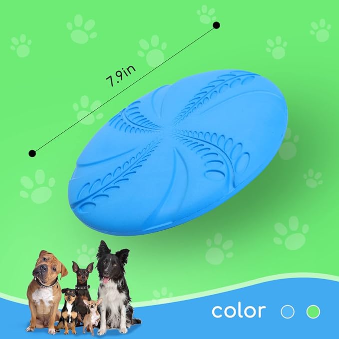Nobleza Dog Flying Disc 2 Pack，8 in Flexible Floatable Dog Disc Toy for Long-Distance Flies and Floats， Lightweight Soft Flying Discs Toy for Small Medium Large Dogs to Fetch & Catch， Blue & Green