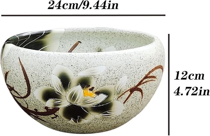 Aquariums & Fish Bowls, Planters For Indoor Plants Desktop Ceramic Flower Pot Water Lily Bowl Fish Tank Balcony Landscaping Hydroponic Plant Container Without Bottom Hole Window Boxes Planters(High Ba