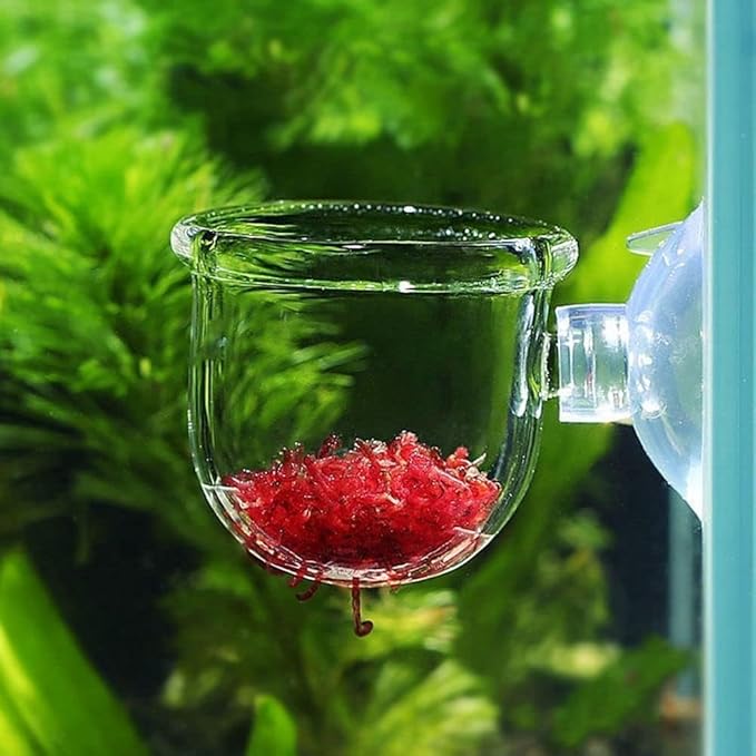 4Pcs Aquarium Plant Pot, Glass Fish Tank Planter with Suction Cups, Plants Holder Decoration Cup