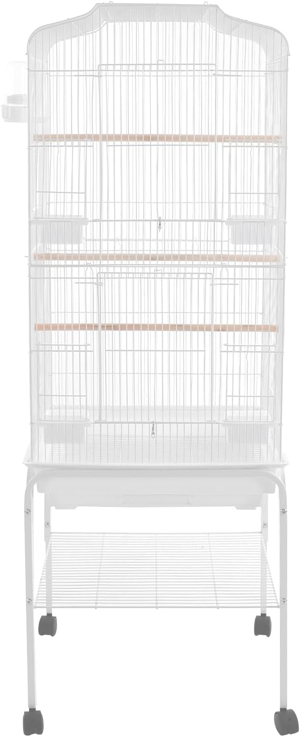 54 inch Large Parrot Bird Cage, Medium Small Bird Cage with Detachable Rolling Stand, Durable Wrought Iron Parakeet Cages for Parakeets Finches Canaries Lovebirds Cockatiels Budgies