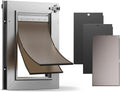 All Aluminum Cat Door, Heavy Duty Doggy Door for Interior and Exterior Doors, Small Dog Door with 2 Magnetic Flaps & 1 Replacement Flap, 2 Closing Panels, Durable Pet Door for Pets Up to 22Lb