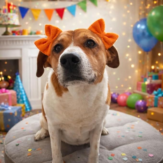 Double Bow Dog Headband 3 Pack, Elastic Doggie Headbands for Small & Medium Dogs, Puppy Bow Hair Accessories for Grooming, Photos, Parties & Holidays