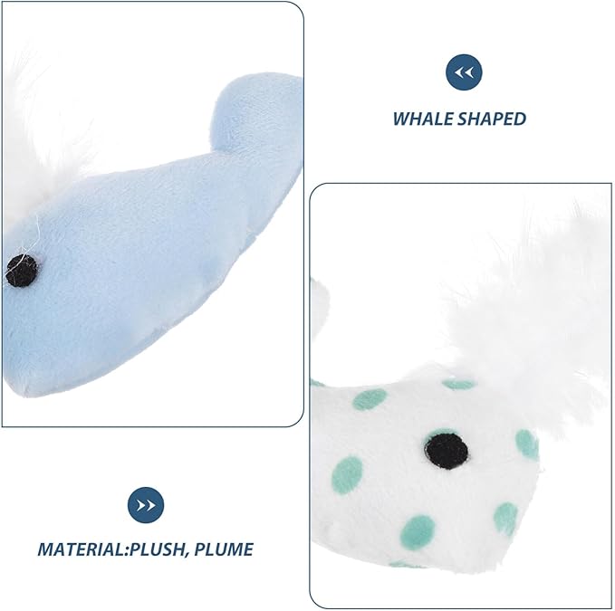 ABOOFAN Interactive Plush Whale Cat Toys 3 Pack with Bell for Indoor Cats Lightweight Soft Stuffed Kitten Toys for Exercise Anxiety Relief