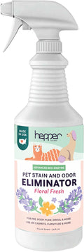 Hepper Advanced Bio-Enzyme Pet Stain & Odor Eliminator Spray - Smell, Stain & Urine Remover for Cats, Dogs & Other Animals - 32oz Spray Safe for the Home - Floral Fresh