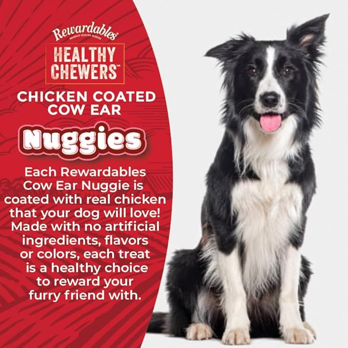 Chicken Coated Cow Ear Nuggies - Treats for Dogs - 1 Pound Bag