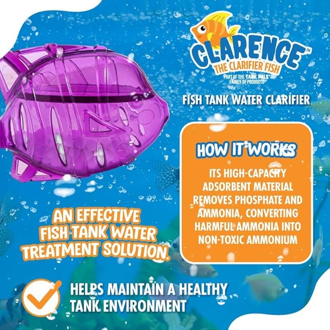 Aquarium Water Clarifier | Clear Cloudy Fish Tank Water Treatment, Safe for Freshwater & Saltwater Fish and Plants - Purple, 2 Pack