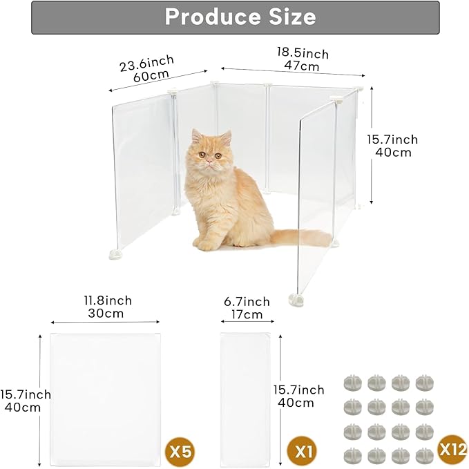 KEYIDE High Wall Cat Litter Box Splash Guard, DIY Cat Litter Pan Siding Kitten Litter Tray Pee Shield Dog Scatter Barrier, 24L x 19W x 16H Keep Floor Clean
