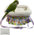 2 in 1 Warm Bird Carrier Bag, Bird Hammock Bed for Cage, Winter Travel Bag, Portable Parrot Outing Bag for Lovebird, Budgie, Conure, Quaker, Small Medium Birds (Purple,Large)